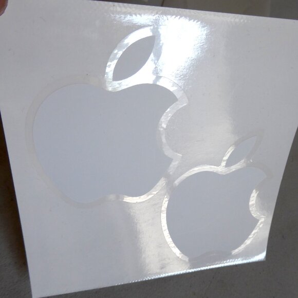 NEW VINTAGE 6 QTY 2.5” x 3” APPLE COMPUTER LOGO WHITE VINYL DECAL STICKER LOT - Picture 4 of 4